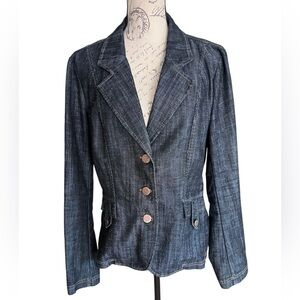 Cache Dark Blue Denim Blazer Jacket size large